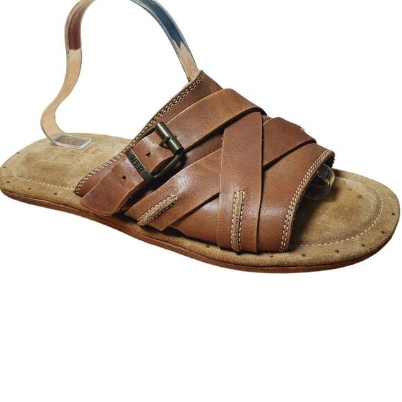 Frye Distressed Leather Buckle Sandals Size 11D - Picture 2 of 14